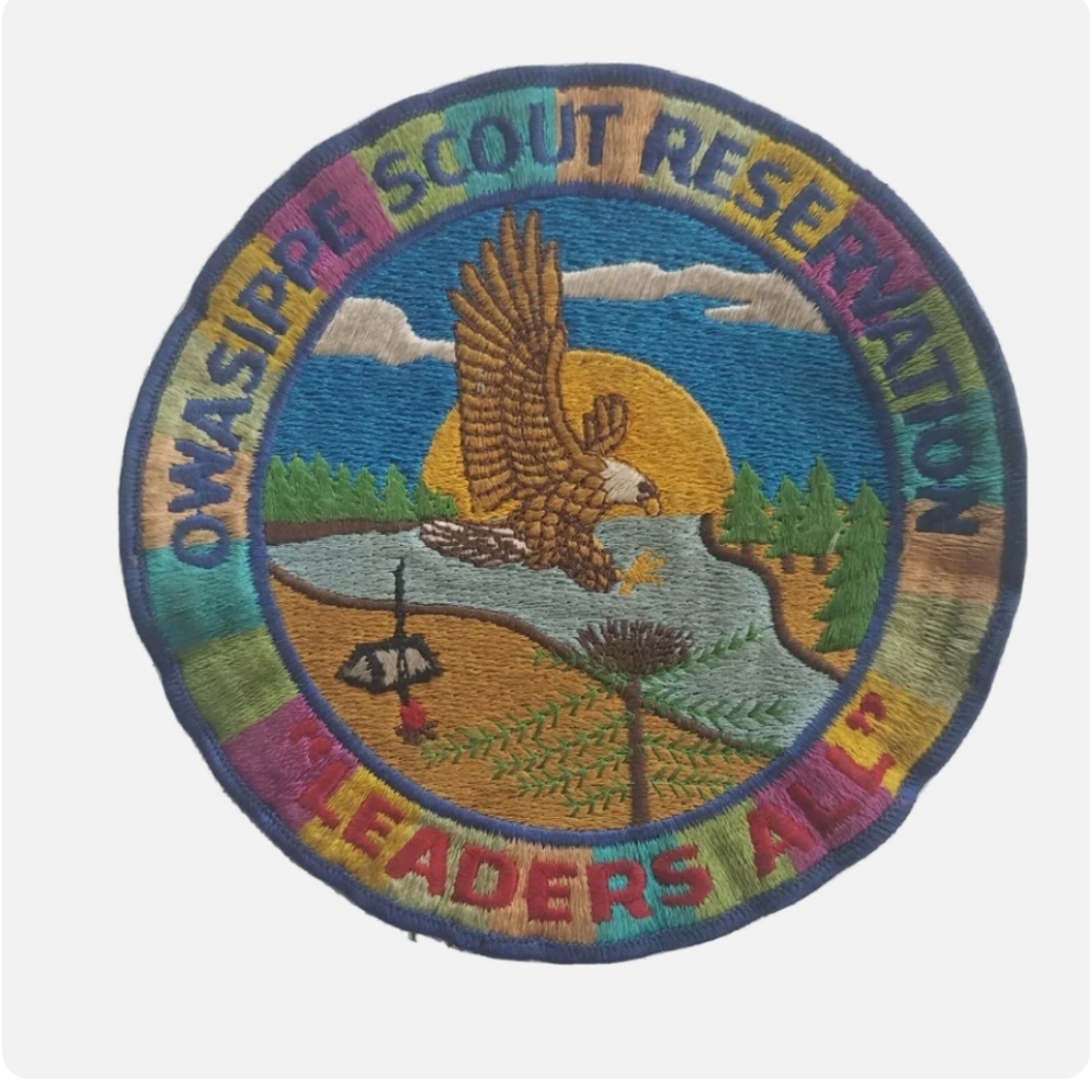 Bald Eagle Boy Scouts Owasippe Scout Reservation Leaders All 6" jacket patch BY